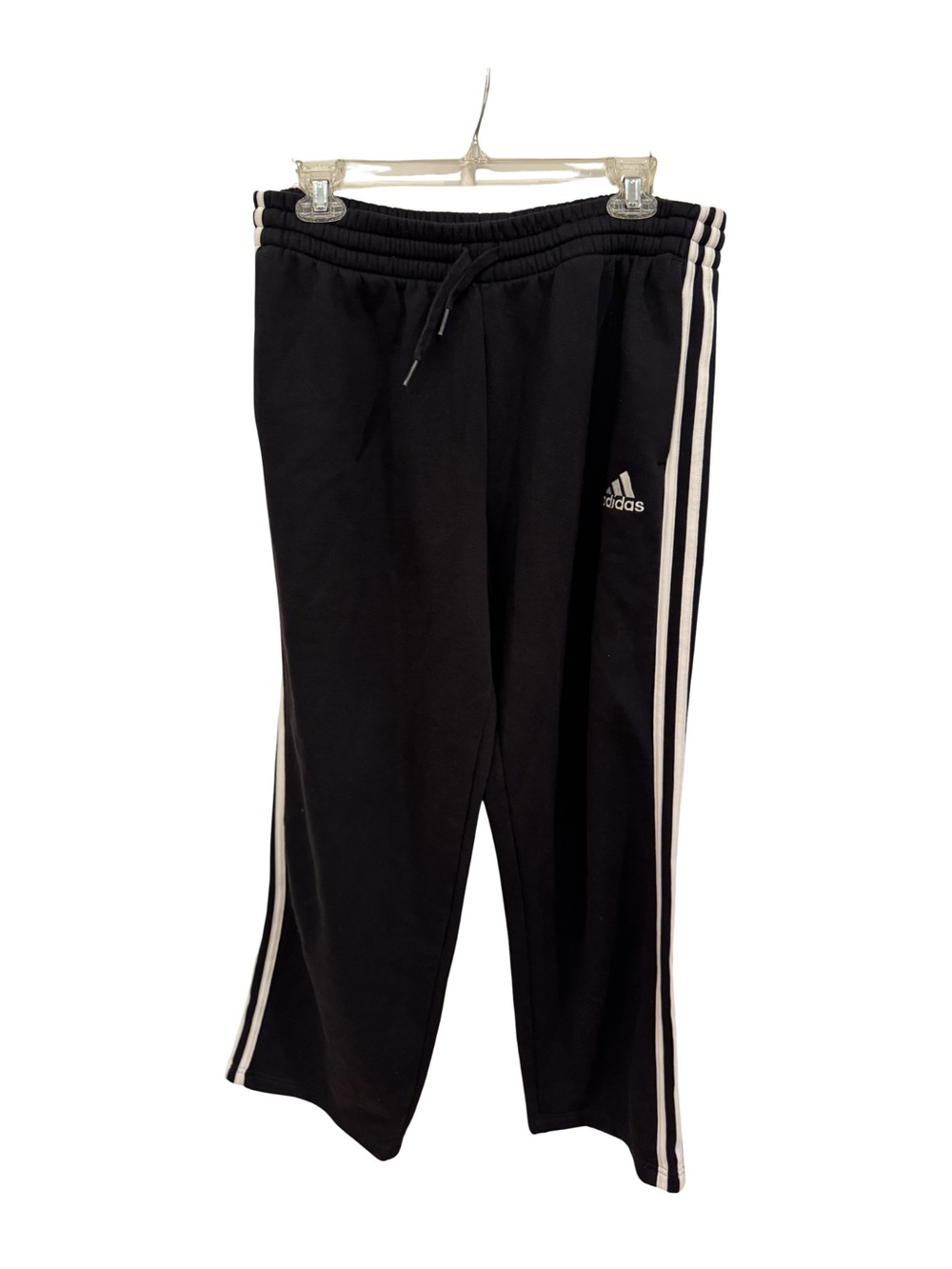 adidas Black Sweatpants with White Logo - Size L